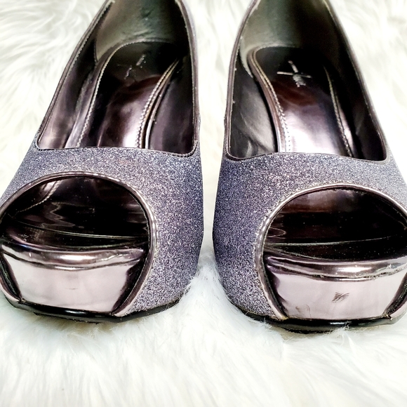 Jacqueline Ferrar Sparkle Platform Peep Toe Heels - Picture 7 of 11